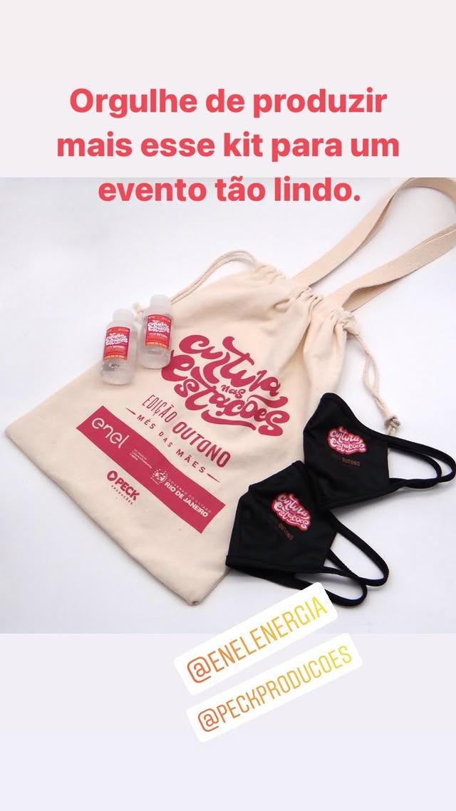 Kit Evento Enel Cultura nas Estações – sacola e máscaras personalizadas pela Papillon Brindes