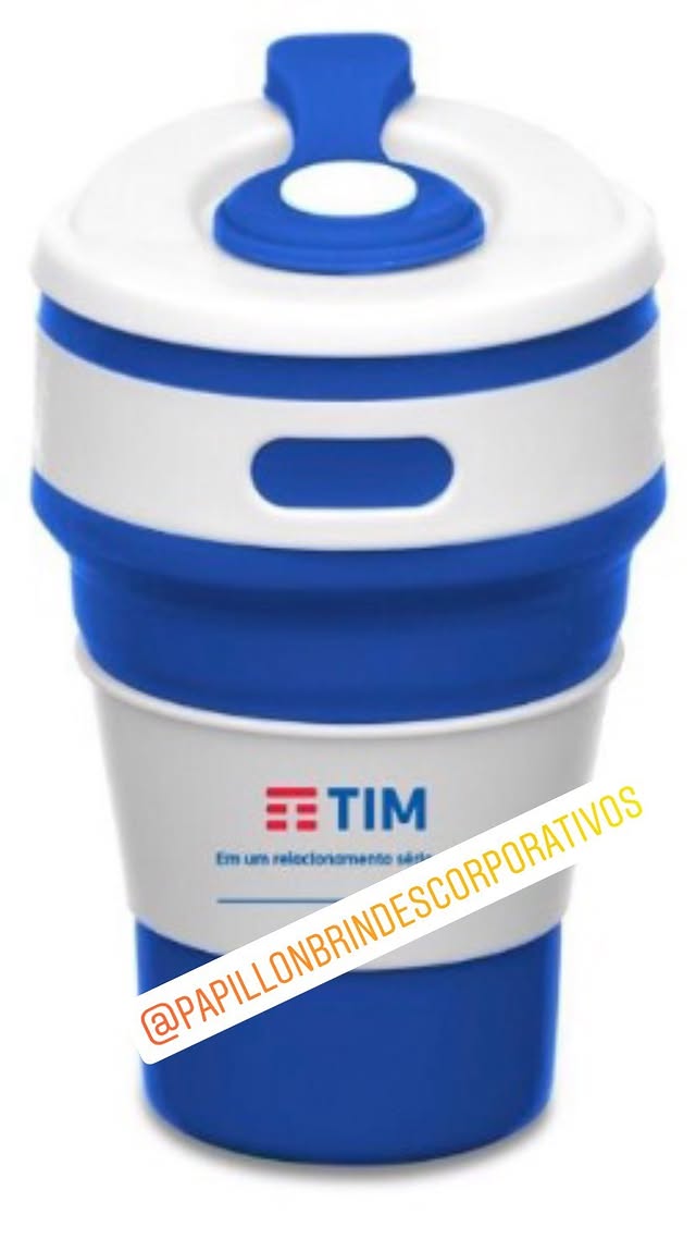 Copo recolável de silicone personalizado TIM pela Papillon Brindes
