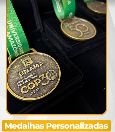 Medalhas comemorativas personalizadas UNAMA COP30 2025 pela Papillon Brindes